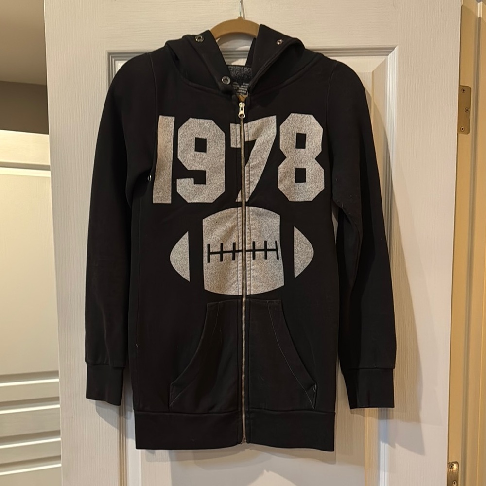 Russell Athletic Black and Silver Vintage Hoodie